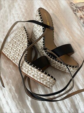 Fashion Nova Black Strap Espadrille Platform Wedges